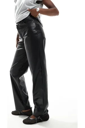 ASOS Faux leather straight leg trousers in