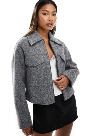 Forever New Zip up shacket in charcoal