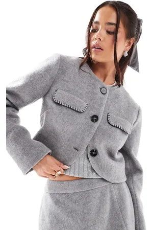 4th & Reckless Contrast pocket detail wool blend jacket co-ord in