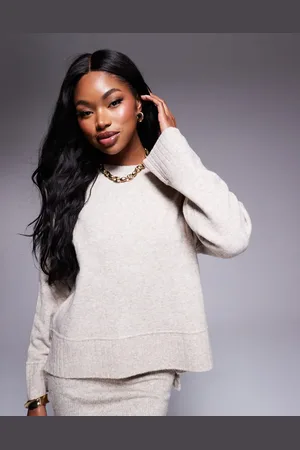 River Island Chunky crop jumper in beige