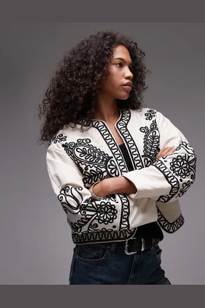 MANGO Embroidered detail jacket in