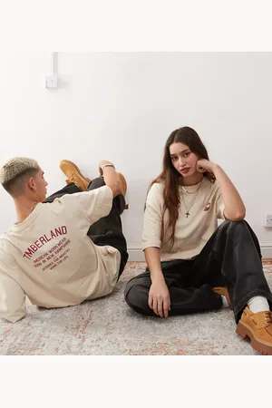 Timberland Oversized workwear logo t-shirt in beige