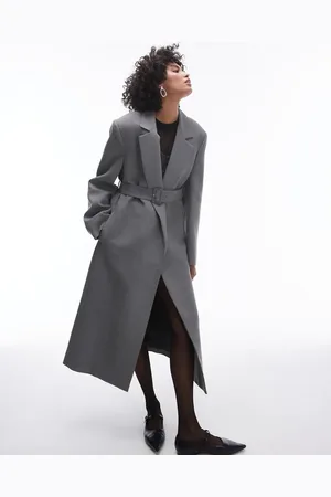 MANGO Capsule structured wool coat with belt in