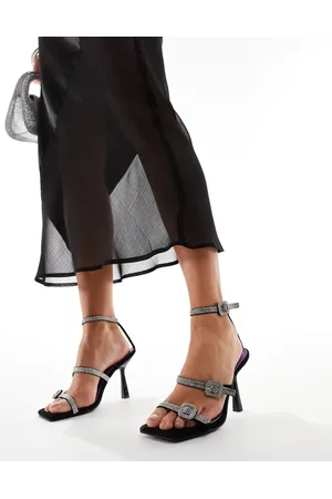 Public Desire Spellbound embellished buckle mid heel sandals in