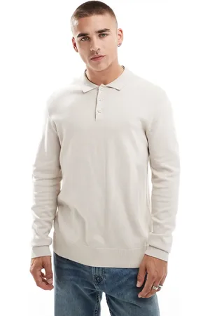 JACK & JONES Knitted polo in beige