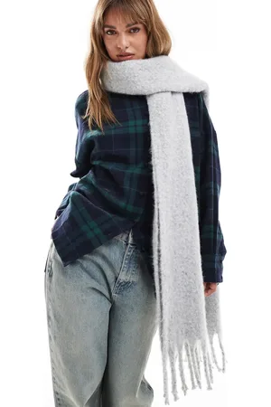 ASOS Fluffy tassel scarf in light marl