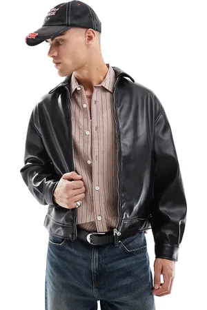 Pull&Bear Faux leather bomber jacket in