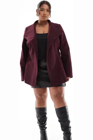 Yours Wrap wool coat in berry burgundy