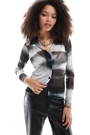 Style Cheat Mesh shirt in mono marble print