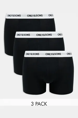 Only & Sons 3 pack trunks in with white logo waistband