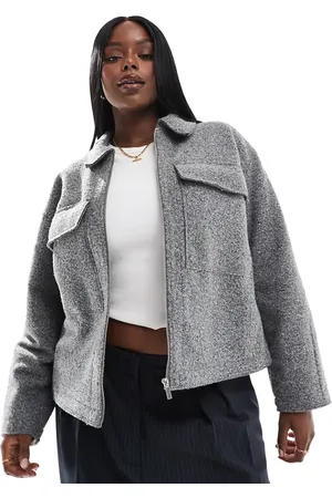 Yours Cropped wool shacket in