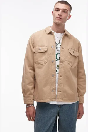 Lacoste Logo shacket in beige