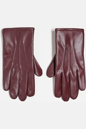 ASOS Faux leather gloves in burgundy