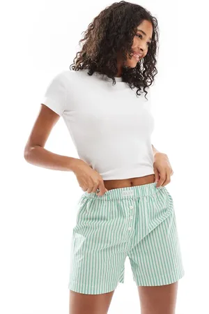 Cotton On Cotton On boxer style pyjama shorts in green stripe