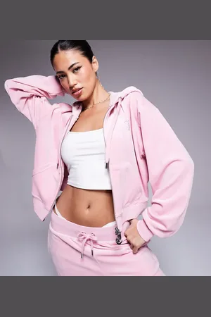Juicy Couture Relaxed fit velour zip through hoodie in dusty exclusive to asos