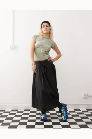 COLLUSION Drop waist full midi skirt in