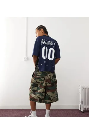 COLLUSION V neck football sports top in blue