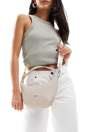 PASQ Crescent shoulder bag with detachable crossbody strap in taupe