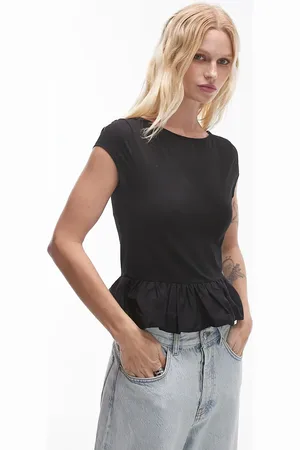 Topshop Slash neck peplum bubble top in