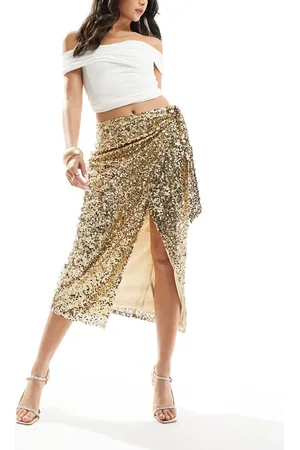 ASOS Sequin wrap midi skirt in
