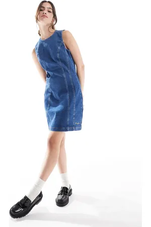 Tommy Hilfiger Seam detail denim mini dress in mid wash