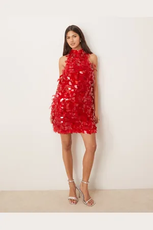ASOS Embellished sequin shard halterneck mini dress in