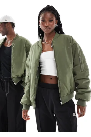 COLLUSION Unisex nylon bomber jacket in khaki