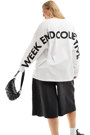 ASOS Weekend Collective Curve oversized long sleeve t-shirt with back logo in