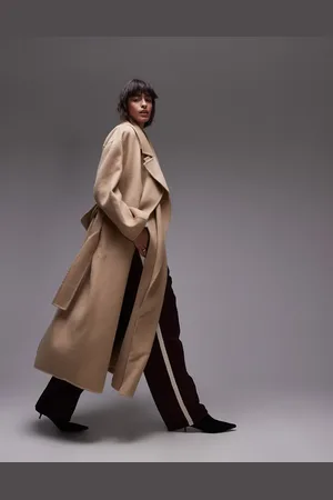 MANGO Capsule double layer wool coat in tan