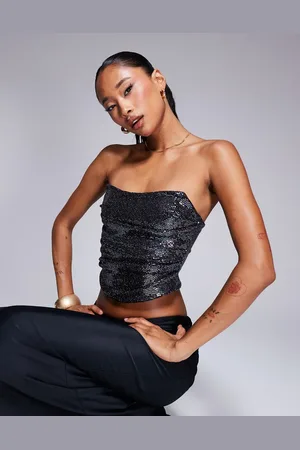 ASOS Disco foil draped corset top in