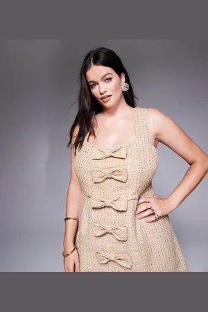 ASOS Curve embellished boucle mini dress in