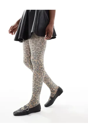 Lindex 50 denier leopard print tights in beige