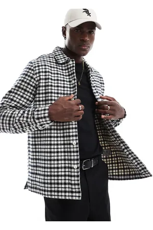 Farah Thawley check shacket in khaki