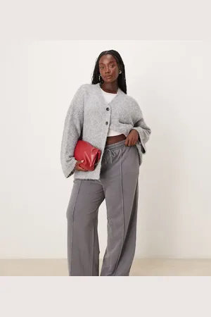 New Look New Look Curve pintuck wide leg jogger in dark