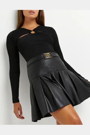 River Island Faux leather pleated mini skirt in