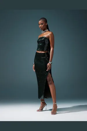ASOS Co-ord sequin maxi skirt in forest