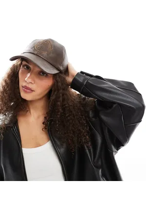 COLLUSION Womens PU baseball cap with C embroidered logo in wash