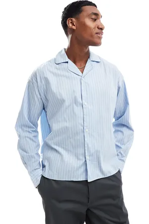 JACK & JONES Oversized poplin long sleeve stripe shirt in