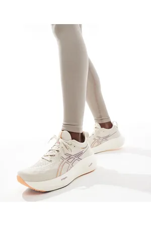 Asics Gel-Nimbus 26 neutral running trainers in off and orange