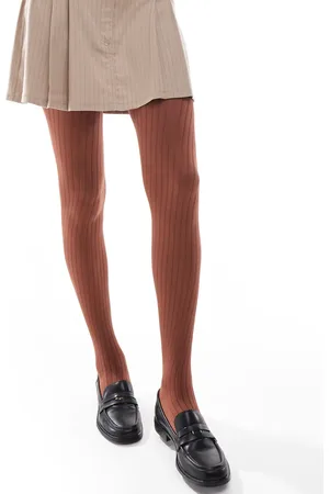 ASOS Ribbed tights in chocolate