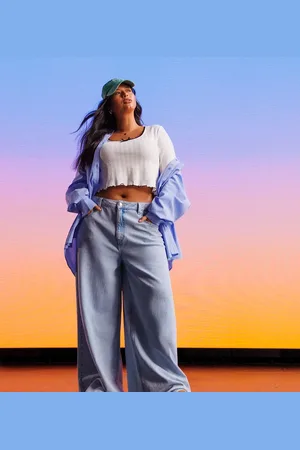 ASOS ASOS DESIGN Curve soft wide leg jean in light