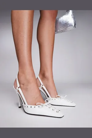 ASOS Pretty lace up detailed slingback high heeled shoes in