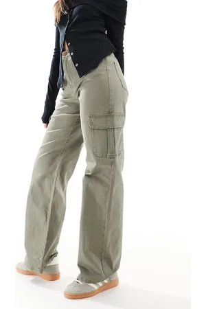 VERO MODA Wide leg cargo trousers in ivy
