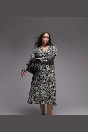 MANGO Curve leopard print midi dress in