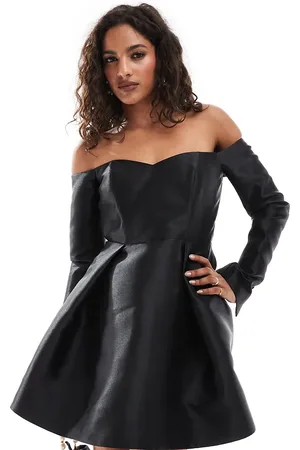 Forever New Satin long sleeve mini dress in