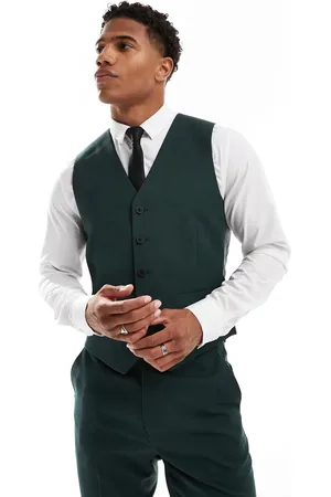 ASOS Skinny suit waistcoat in dark herringbone