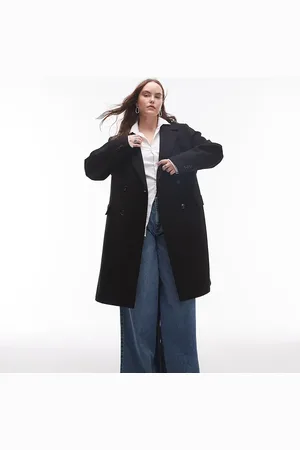 MANGO Curve double breasted wool coat in