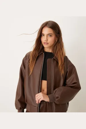 Calvin Klein Faux leather bomber jacket in dark