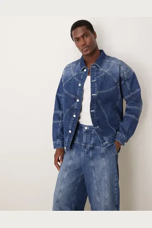 ASOS Co-ord oversized jacket with seam details in mid wash