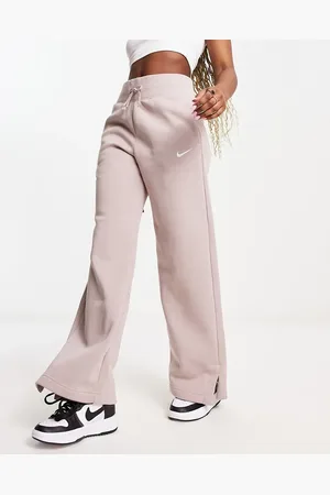 Nike Phoenix Fleece wide leg joggers in taupe